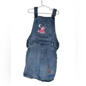 Disney Store Blue denim Pixar Overall jumper dress Easter bunny 7/8